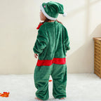 Baby Kids Christmas Pajamas Soft Flannel Jumpsuit with Hat for Xmas Party