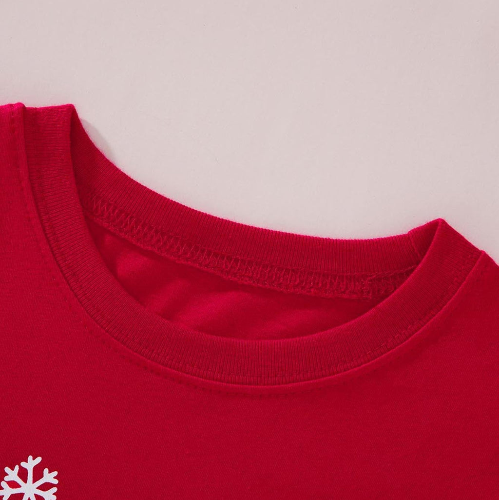 Kids Christmas Pajamas Set Red Long Sleeve Top Pants Festive Sleepwear for Children