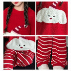 Girls Christmas Sleepwear Red Sweatshirt and Striped Pants for Xmas Eve