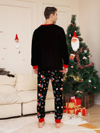 Matching Family Christmas Pajamas Black Unisex Sleepwear Xmas Outfits for Kids Adults