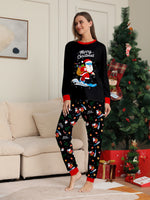 Matching Family Christmas Pajamas Black Unisex Sleepwear Xmas Outfits for Kids Adults