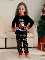 Matching Family Christmas Pajamas Black Unisex Sleepwear Xmas Outfits for Kids Adults