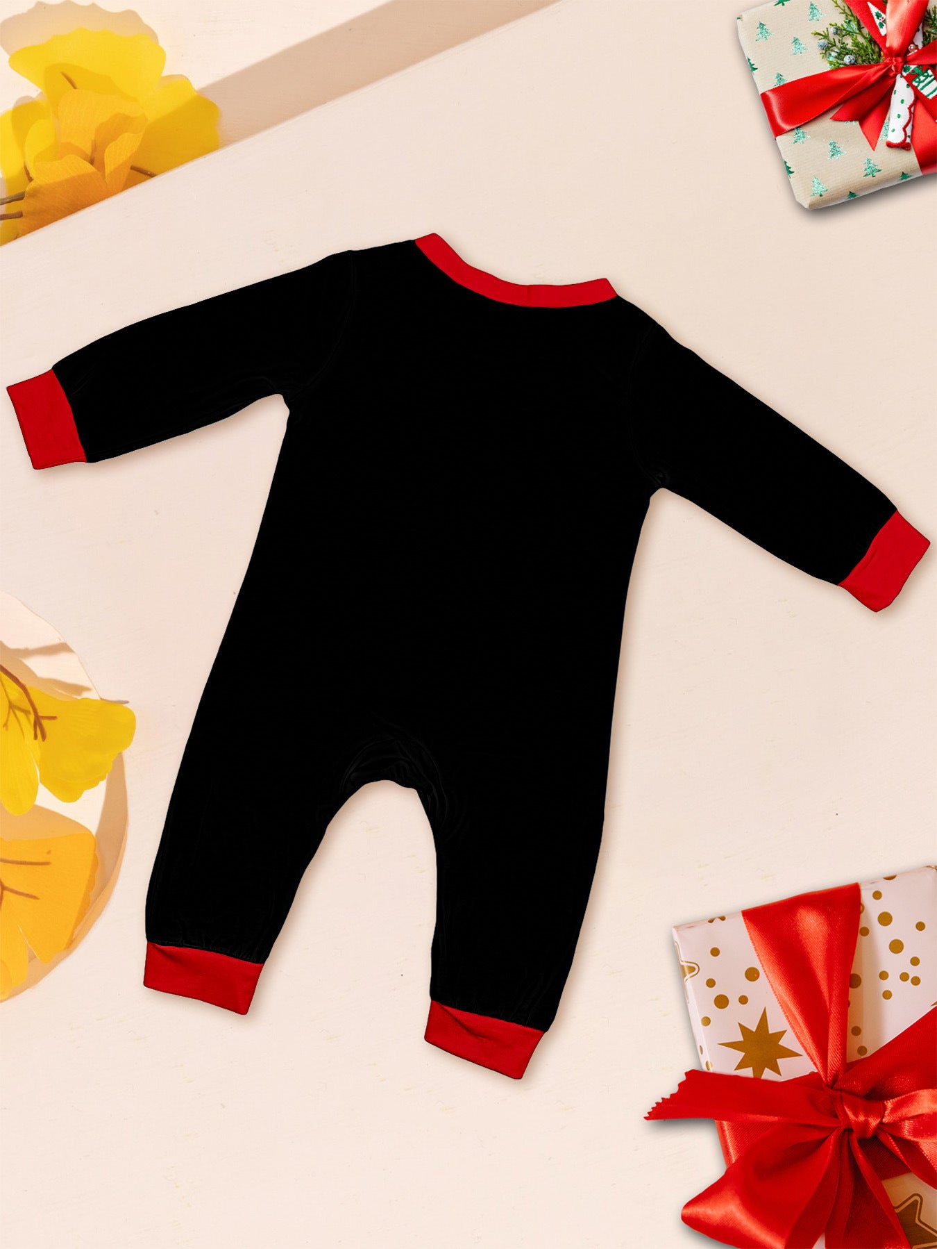 Matching Family Christmas Pajamas Black Unisex Sleepwear Xmas Outfits for Kids Adults