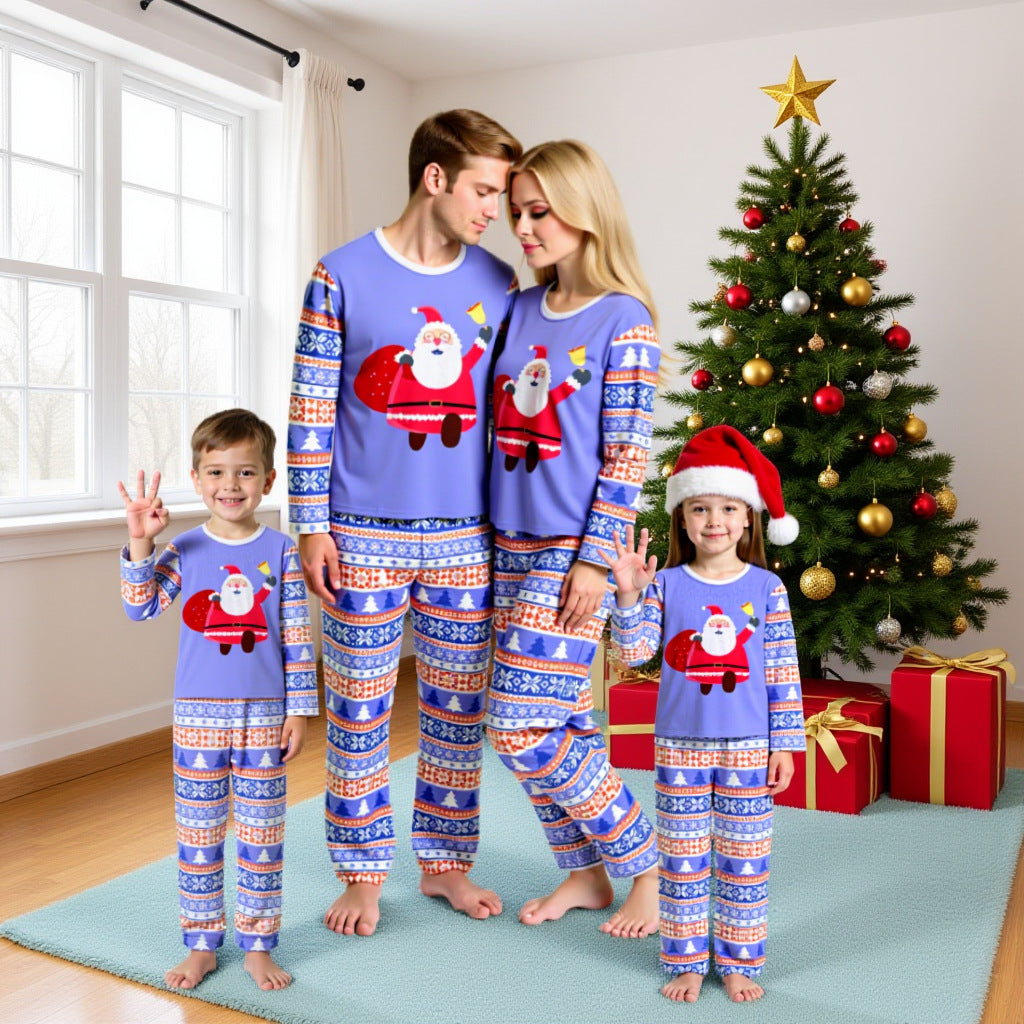 Family Matching Christmas Pjs Purple Shirt Pants Suit for Sleepwear Christmas Eve