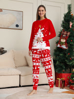 Matching Family Christmas Pajamas Red Festive Loungewear Causal Tops and Pants