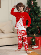 Matching Family Christmas Pajamas Red Festive Loungewear Causal Tops and Pants
