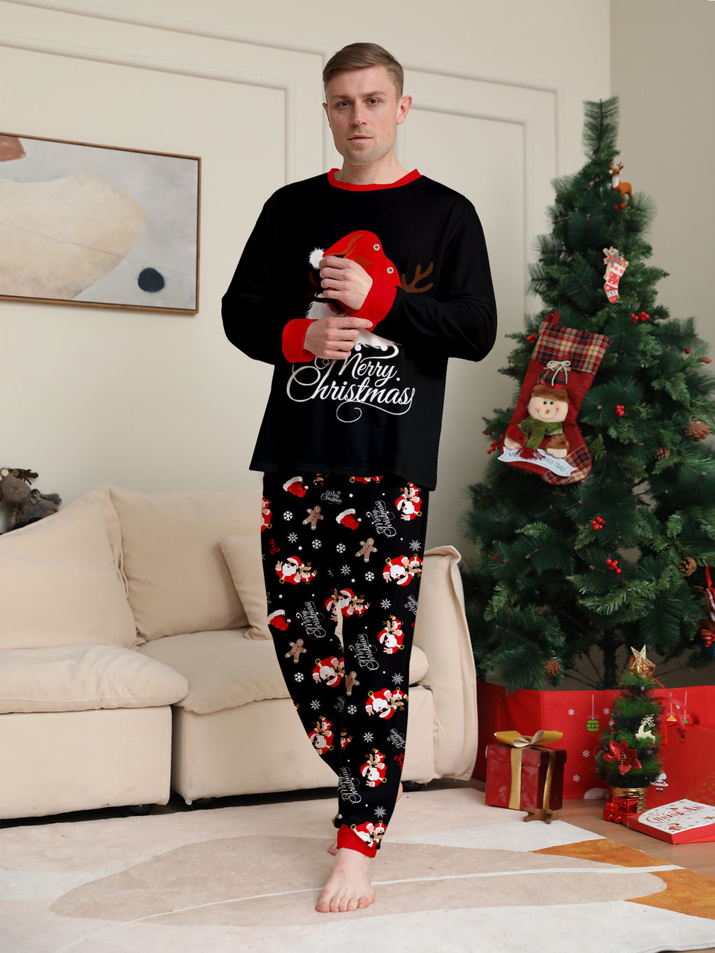 Family Xmas Matching Pajamas Black Holiday Sleepwear Set Cute Christmas Jammies