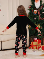 Family Xmas Matching Pajamas Black Holiday Sleepwear Set Cute Christmas Jammies