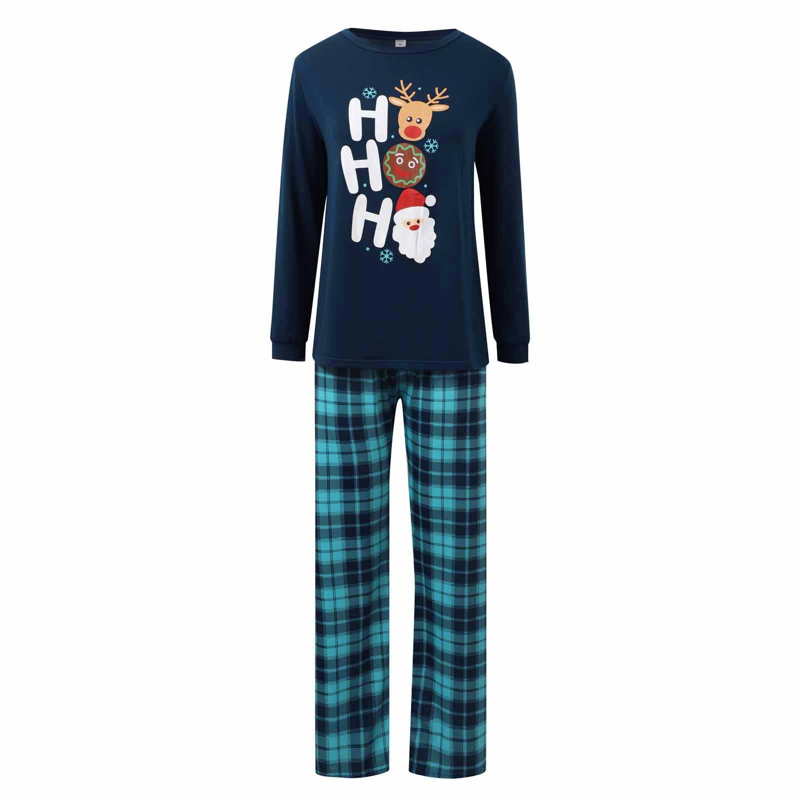 Family Matching Pajamas Set Christmas Navy Plaid Sleepwear for the Whole Family