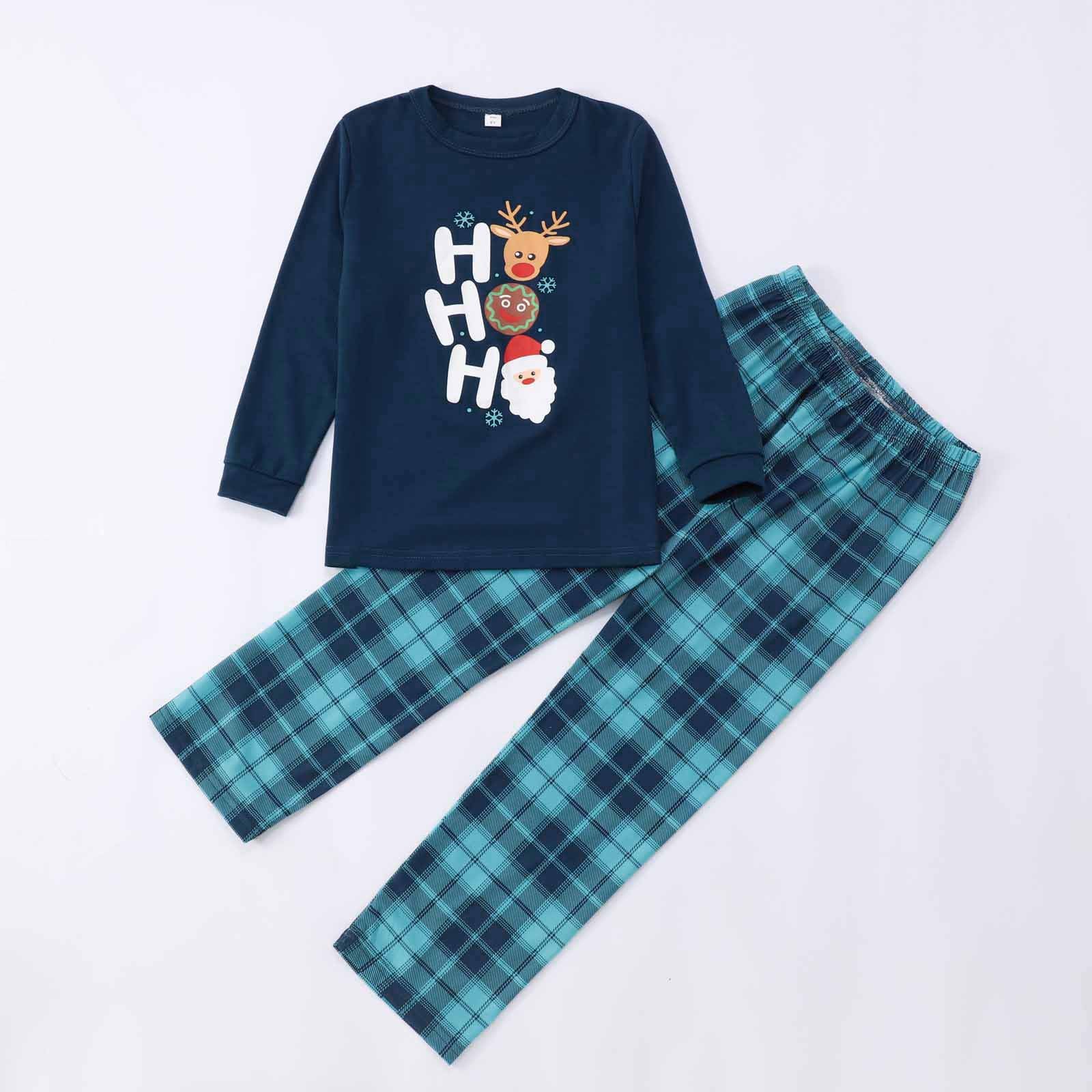 Family Matching Pajamas Set Christmas Navy Plaid Sleepwear for the Whole Family