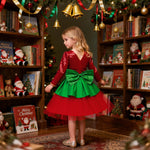 Christmas Dress Ready To Ship Girls Red Ball Gown with Magnetic Hand-holding Socks Best Xmas Gift
