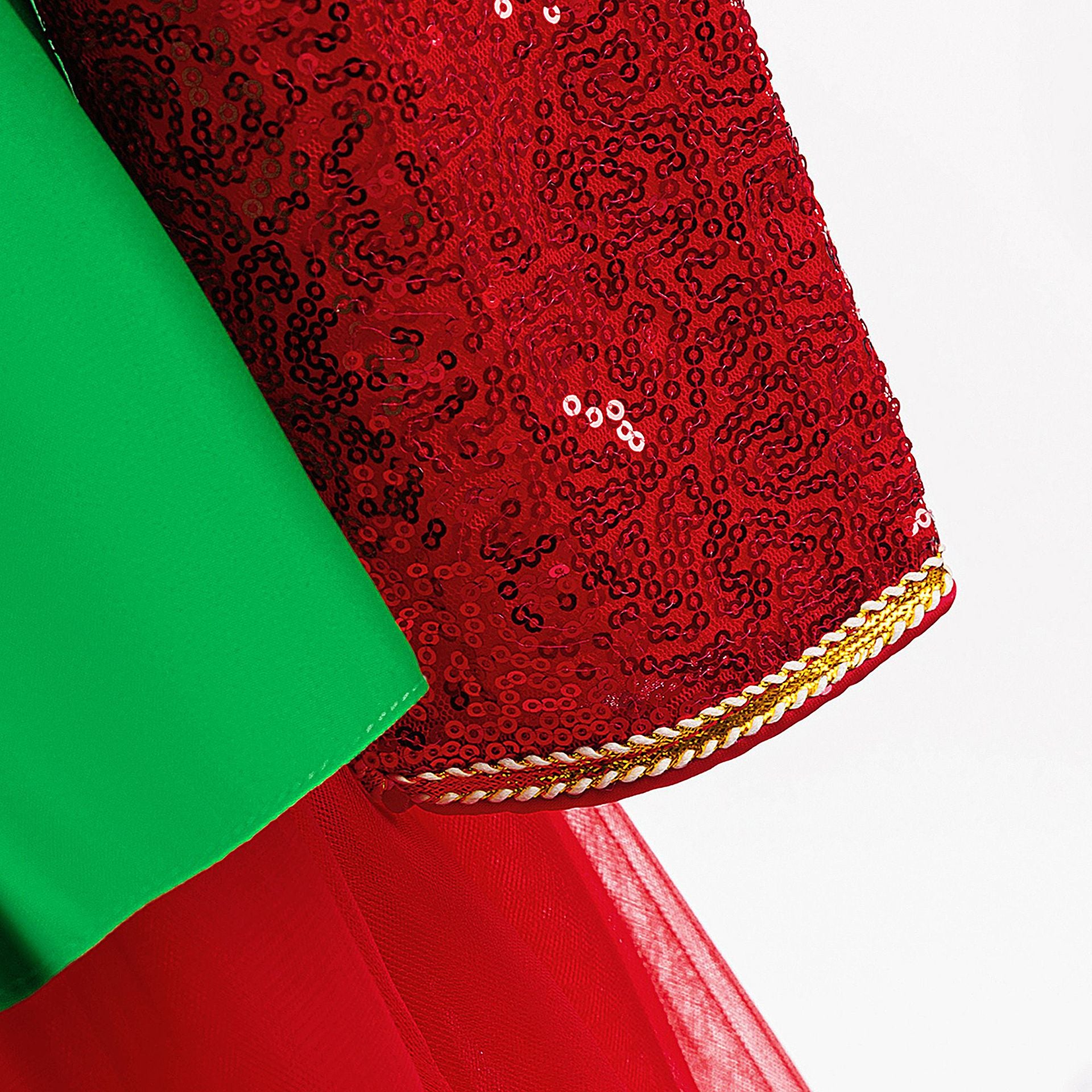 Christmas Dress Ready To Ship Girls Red Ball Gown with Magnetic Hand-holding Socks Best Xmas Gift