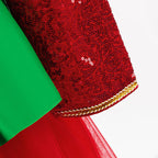 Christmas Dress Ready To Ship Girls Red Ball Gown with Magnetic Hand-holding Socks Best Xmas Gift