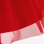 Christmas Dress Ready To Ship Girls Red Ball Gown with Magnetic Hand-holding Socks Best Xmas Gift