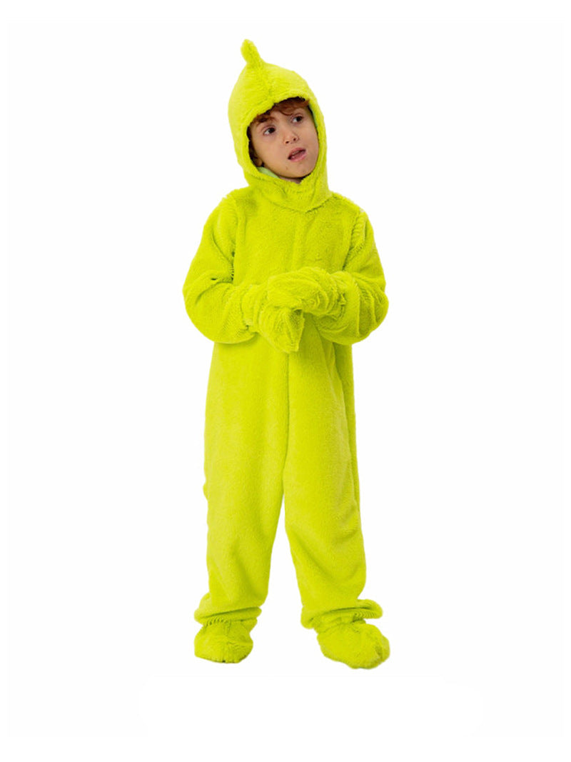 Kids Elf Costume Nightmare before Christmas Outfit Green Jumpsuit with Hat and Scarf Suit