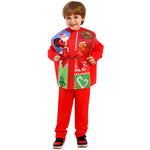 Kids Christmas Costume Unique Gift Box Tops with Hat Beard and Jumpsuit for Boys Girls