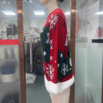 Christmas Ugly Sweater Dress Fluffy Fur Trim Holiday Party Costume for Women