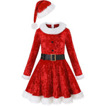 Adult Christmas Light Up Dress Red Santa Costume with Hat for Xmas Party