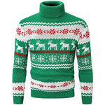 Men's Ugly Chirstmas Sweater Brothers Green Pullover Turtleneck Sweater