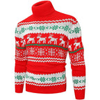 Men's Ugly Christmas Sweater Brothers Green Pullover Turtleneck Sweater
