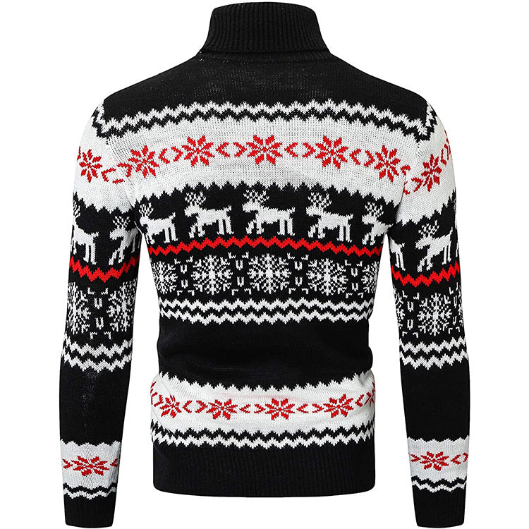 Men's Ugly Christmas Sweater Brothers Green Pullover Turtleneck Sweater
