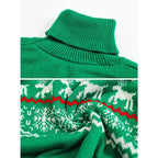 Men's Ugly Christmas Sweater Brothers Green Pullover Turtleneck Sweater