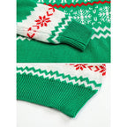 Men's Ugly Christmas Sweater Brothers Green Pullover Turtleneck Sweater