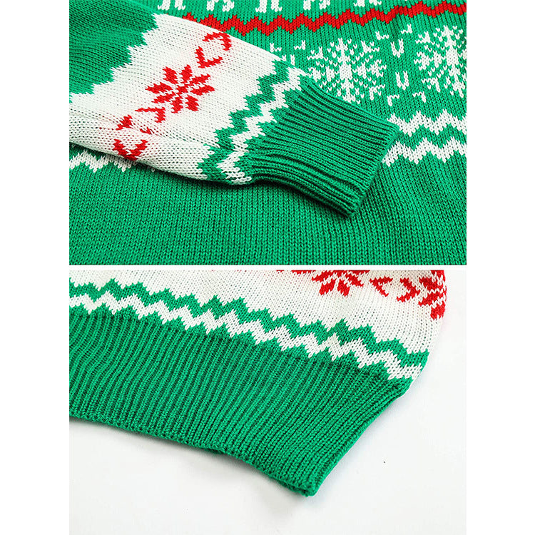 Men's Ugly Christmas Sweater Brothers Green Pullover Turtleneck Sweater