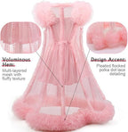 Girls Glinda Dress Good Witch Pink Princess Flowered Ruffled Tulle Gown with Camisole Slip
