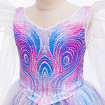 Girls Witch Sequin Dress Princess Tulle Gown with Sparkly Bodice and Angel Sleeves for Themed Party