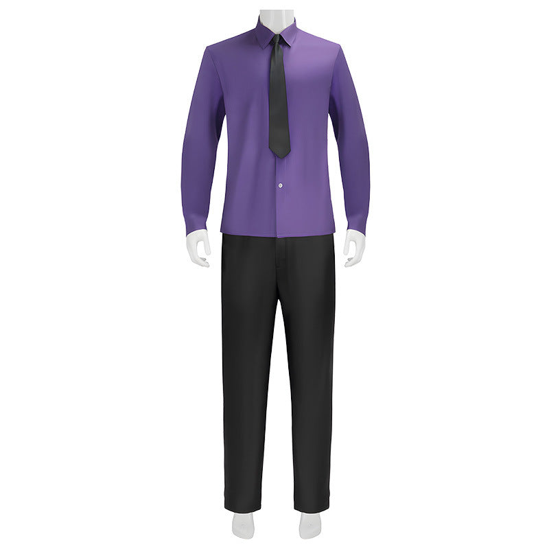 Mens FNAF Costume William Purple Uniform Set with Vest and Hat for Roleplay Events