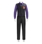 Mens FNAF Costume William Purple Uniform Set with Vest and Hat for Roleplay Events
