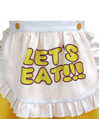 Women FNAF Costume Yellow Chicken Dress with Let's Eat Apron for Cosplay