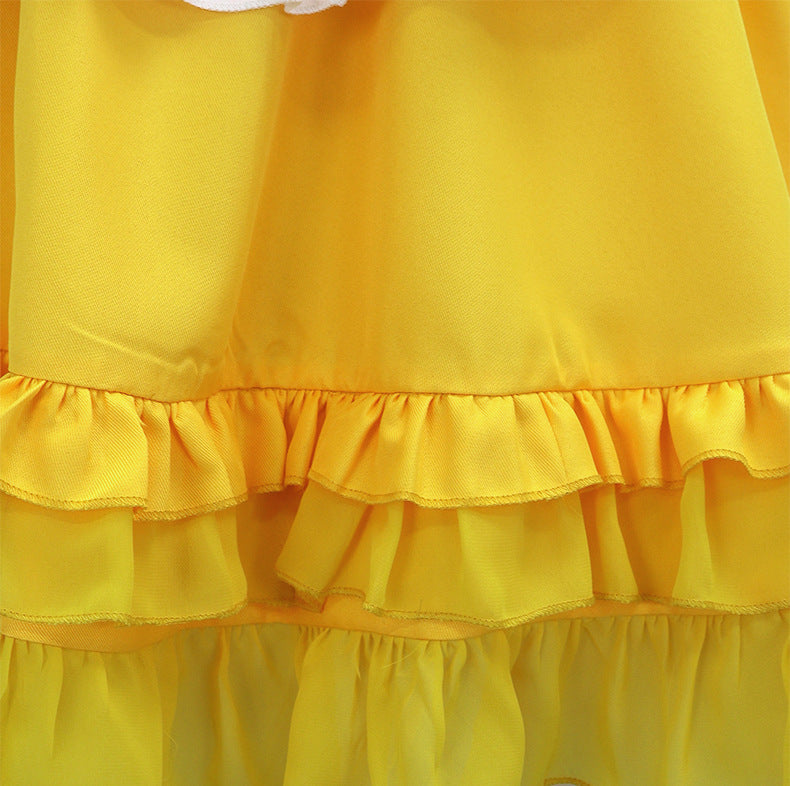 Women FNAF Costume Yellow Chicken Dress with Let's Eat Apron for Cosplay