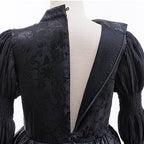 Girls Witch Dress Black Vintage Ruffled Puff Sleeves Tiered Dress for Cosplay Events