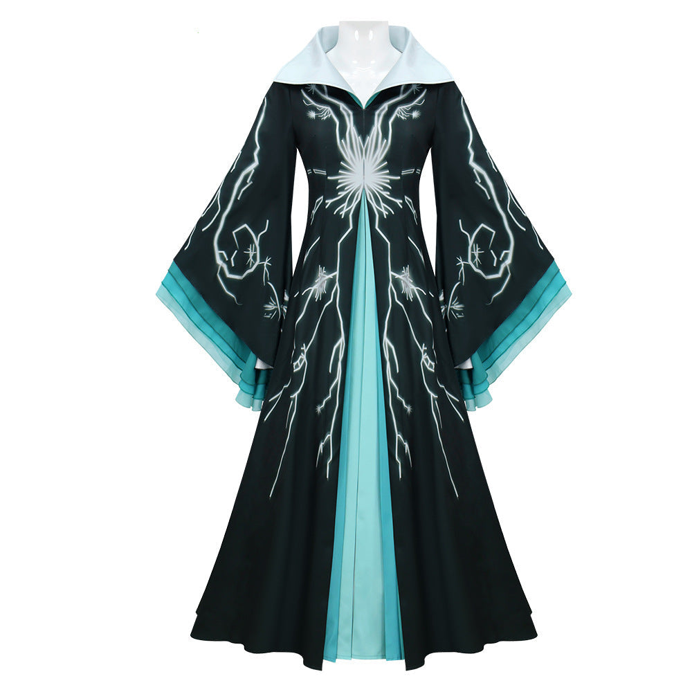Women Witch Costume Professor Morrible Cosplay Robe with Wide Bell Sleeves
