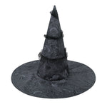 Women Evil Witch Costume Black Brocade Gown with Long Cape Witch Hat for Cosplay