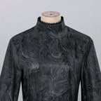 Women Evil Witch Costume Black Brocade Gown with Long Cape Witch Hat for Cosplay