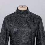 Women Evil Witch Costume Black Brocade Gown with Long Cape Witch Hat for Cosplay