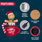 6FT Christmas Inflatable Gingerbread Man in Hot Cocoa Mug with LED Light Cute Christmas Decoration