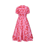 Mommy and Me Pink Dress Flared Party Outfit with Belt and Matching Headband
