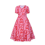 Mommy and Me Pink Dress Flared Party Outfit with Belt and Matching Headband