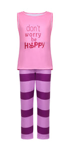 Girls Bunny Costume Pink Vest Striped Pants and Hair Tie for Cosplay Parties