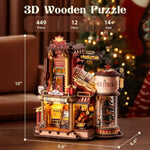 3D Wooden Puzzle DIY Building Set Christmas Music Box with Light Holiday Gift