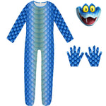 Kids Snake Costume Blue Jumpsuit Mask and Gloves Suit for Cosplay Themd Party