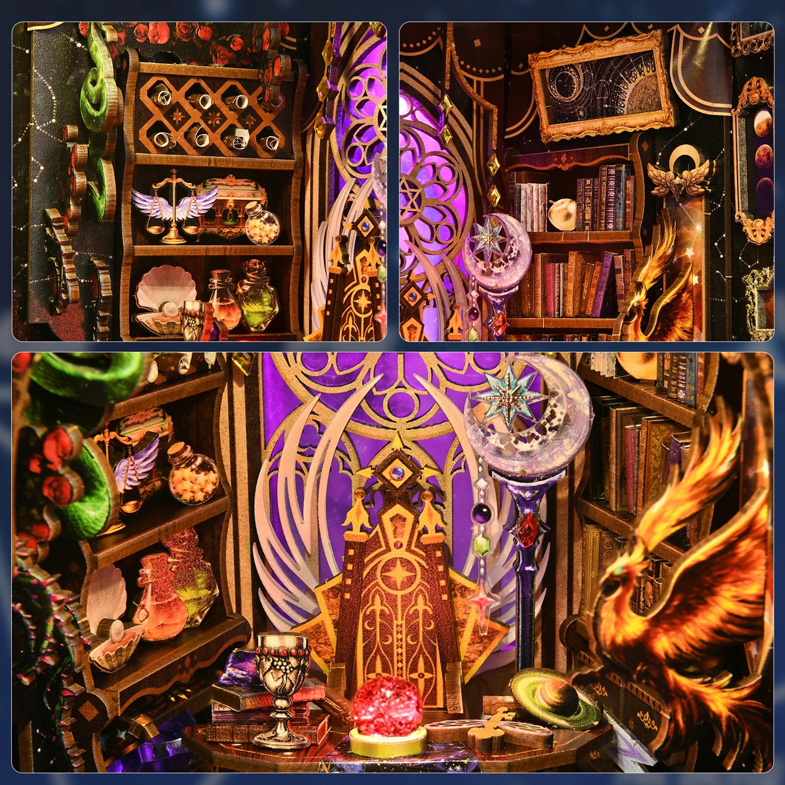 Book Nook Kit 3D DIY Wood Puzzle Twelve Constellations House Set with Light Home Decoration