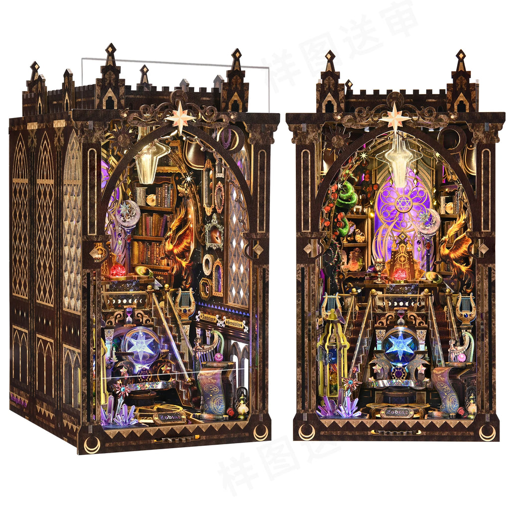 Book Nook Kit 3D DIY Wood Puzzle Twelve Constellations House Set with Light Home Decoration