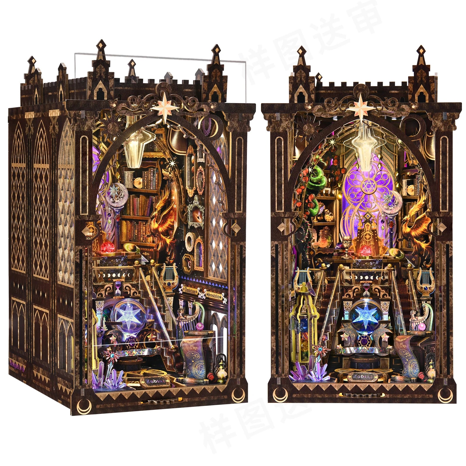Book Nook Kit 3D DIY Wood Puzzle Twelve Constellations House Set with Light Home Decoration