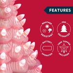 12" Pink Ceramic Christmas Tree with Pink Star and Light Tabletop Christmas Tree Decor