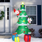 8ft Inflatable Christmas Tree Yard Decoration with Snowman and Santa Outdoor Decorations